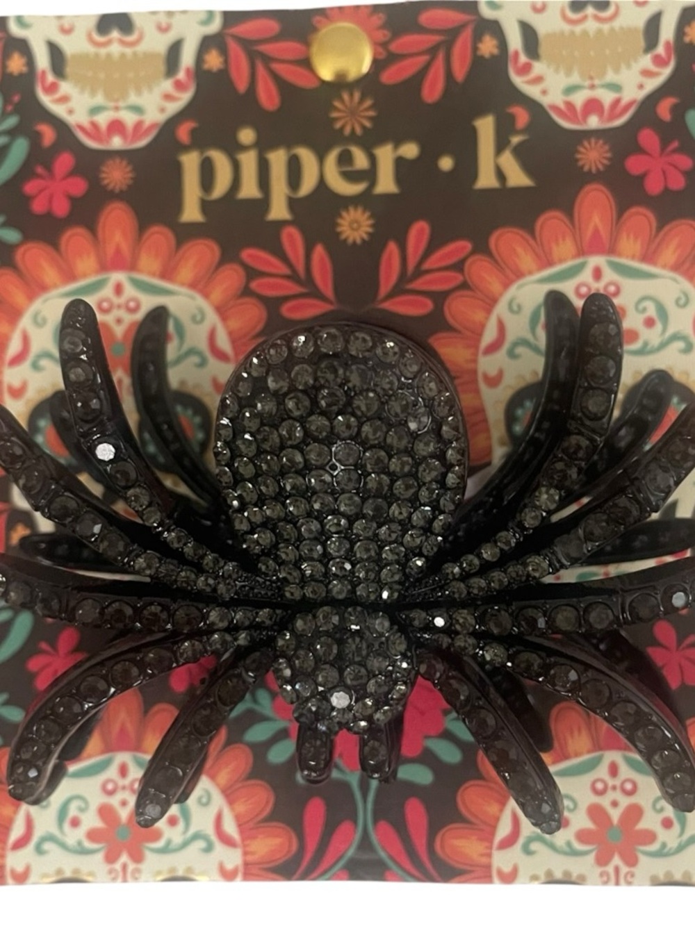 Piper K Black Rhinestone Spider Hair Claw Clip Halloween Gothic